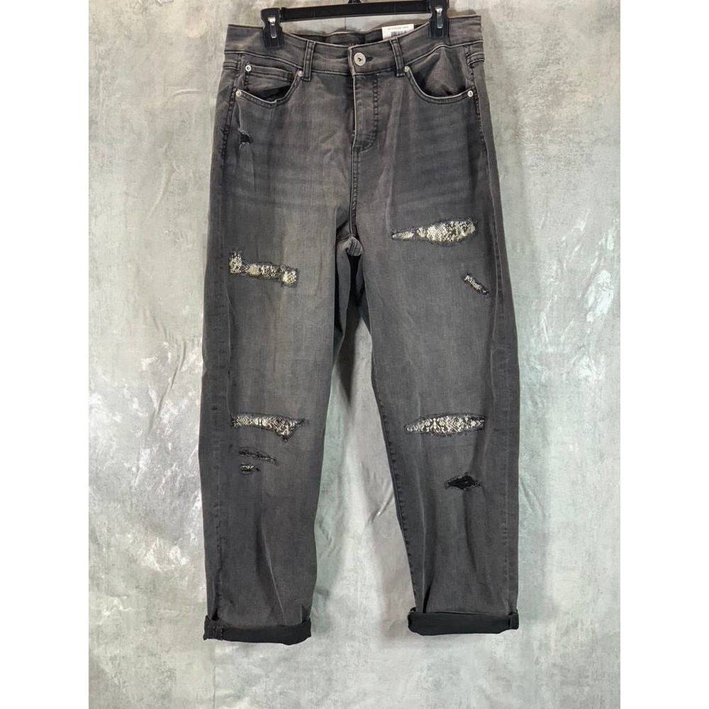 INC International Concepts Women's Washed Black Mid-Rise Boyfriend Jeans SZ12/31